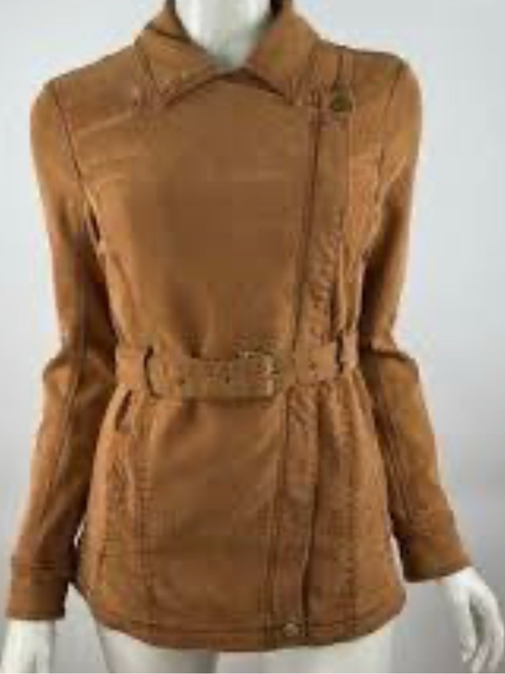 Anthropologie Everyday Belted Moto Jacket Brown Canvas Asymmetrical - Fits Small